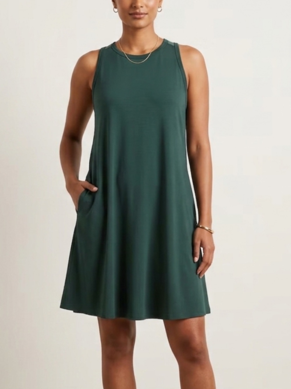 SheBird Green The Tunic Tank Built-In Bra Dress Size 8